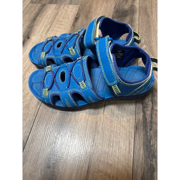 Boys Size 4 LL Bean Blue & Green Sandals Water Shoes With Adjustable Straps - Picture 3 of 7